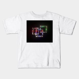 Three Floating Colorful Wireframe Cubes Design Kids T-Shirt